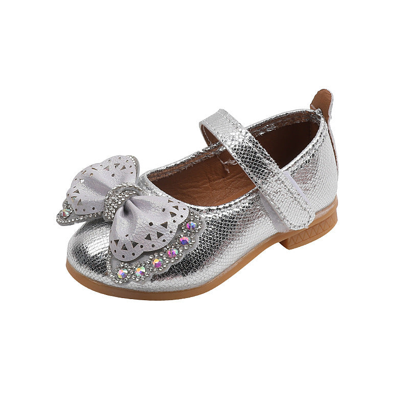 New girls' leather shoes princess shoes baby flats spring and autumn children's leather shoes soft sole baby girl square toe shoes low-cut shoes
