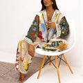 cross-border european and american women's clothing: new summer collection - unique graffiti casual turn-down collar shirt long sleeve fashion set