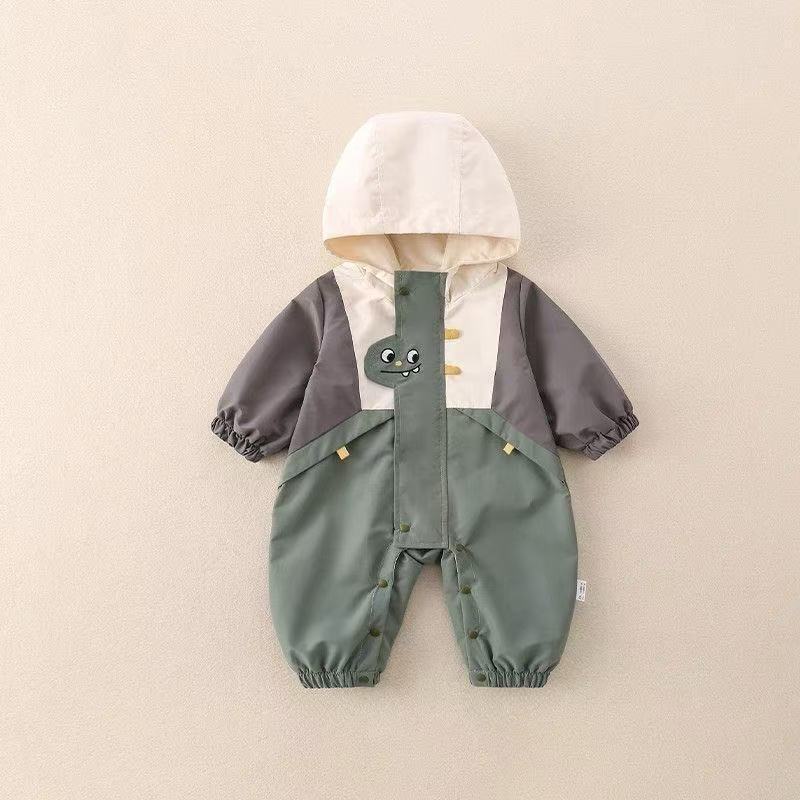 Spring & fall jacket double layer outwear hooded baby style clothes jumpsuit cute outwear cartoon baby clothes