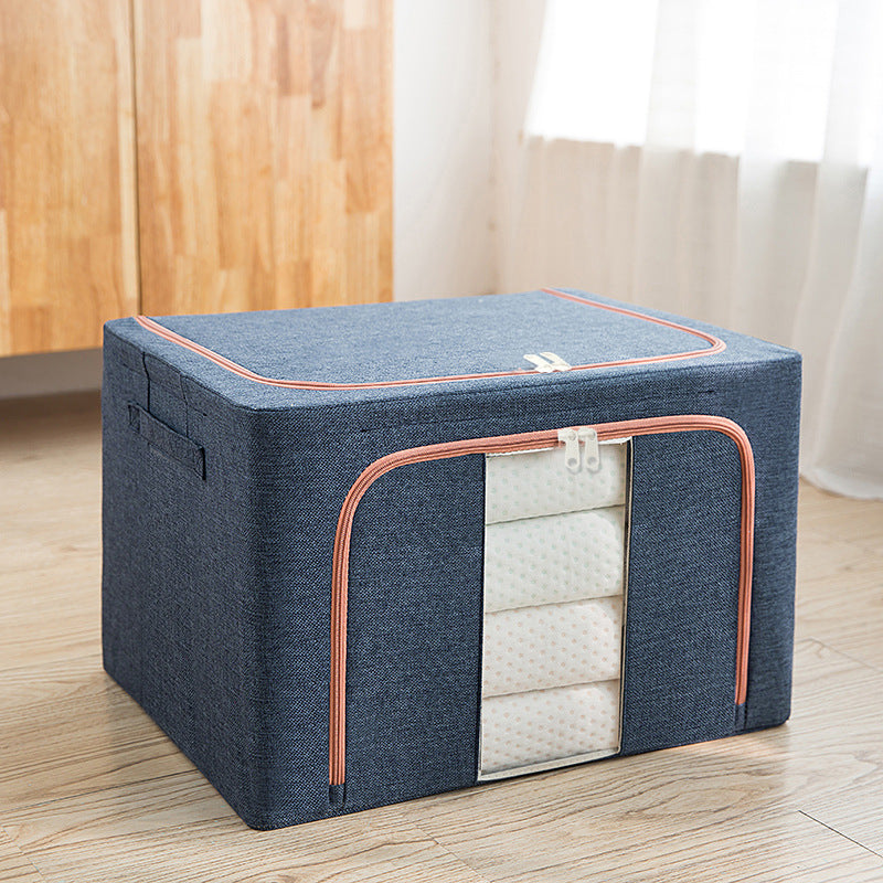 Cotton and linen folding storage box large capacity thickened steel frame thickened household clothes finishing box wardrobe special Baina box