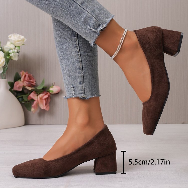 Export spring & fallnew arrival high heel thick heel square toe fashionflats women's k-style one-leg plus sizeexportfashion women's shoes