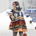 new autumn/winter women's long-sleeved hooded coat - dragon & phoenix print wool blend - perfect for  &  export (us/eu styles)
