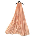 Vacation style halter sleeveless pleated dress women's springk-style heavy industry pleated high waist a-line large swing long skirt