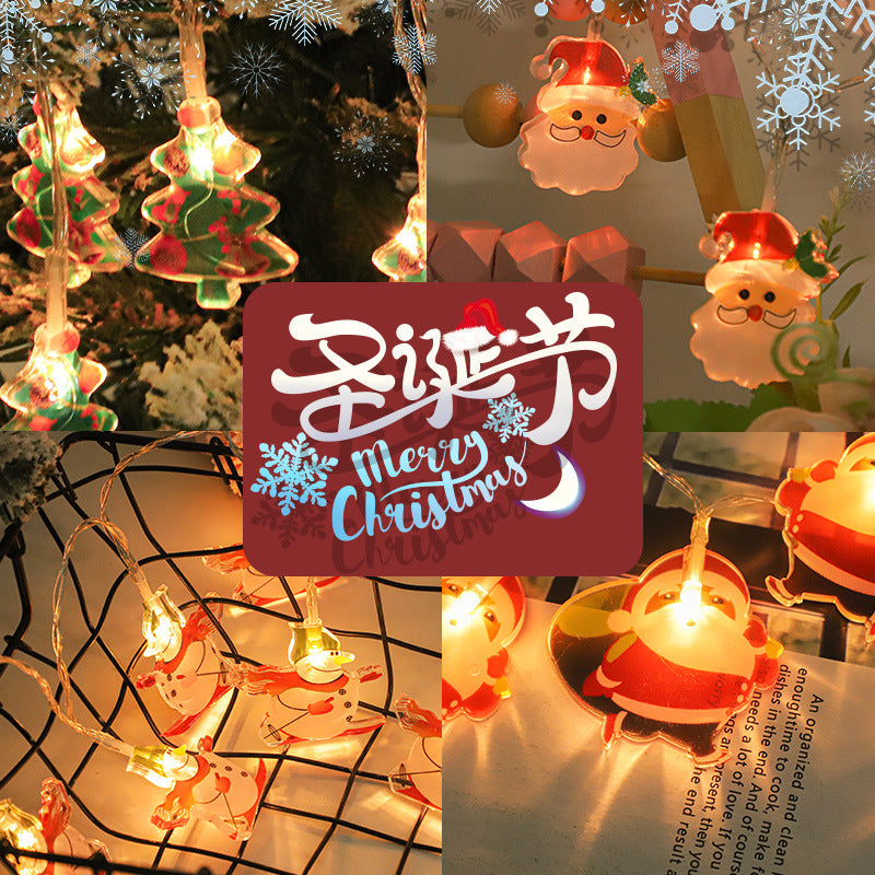 Cross-border new led Christmas light string Santa Claus holiday lights battery box creative Christmas tree decoration light string