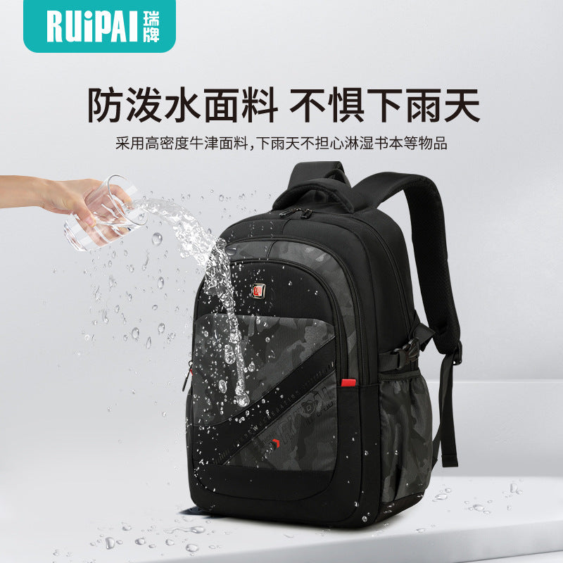 Ruipai junior high school student schoolbag for men and women, large-capacity simple backpack for men, reduce the burden on sixth-grade primary school students schoolbag