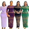 african women's fashion fashionexport heavy industry hot diamond dress  plus size hip lift slimming lookdress