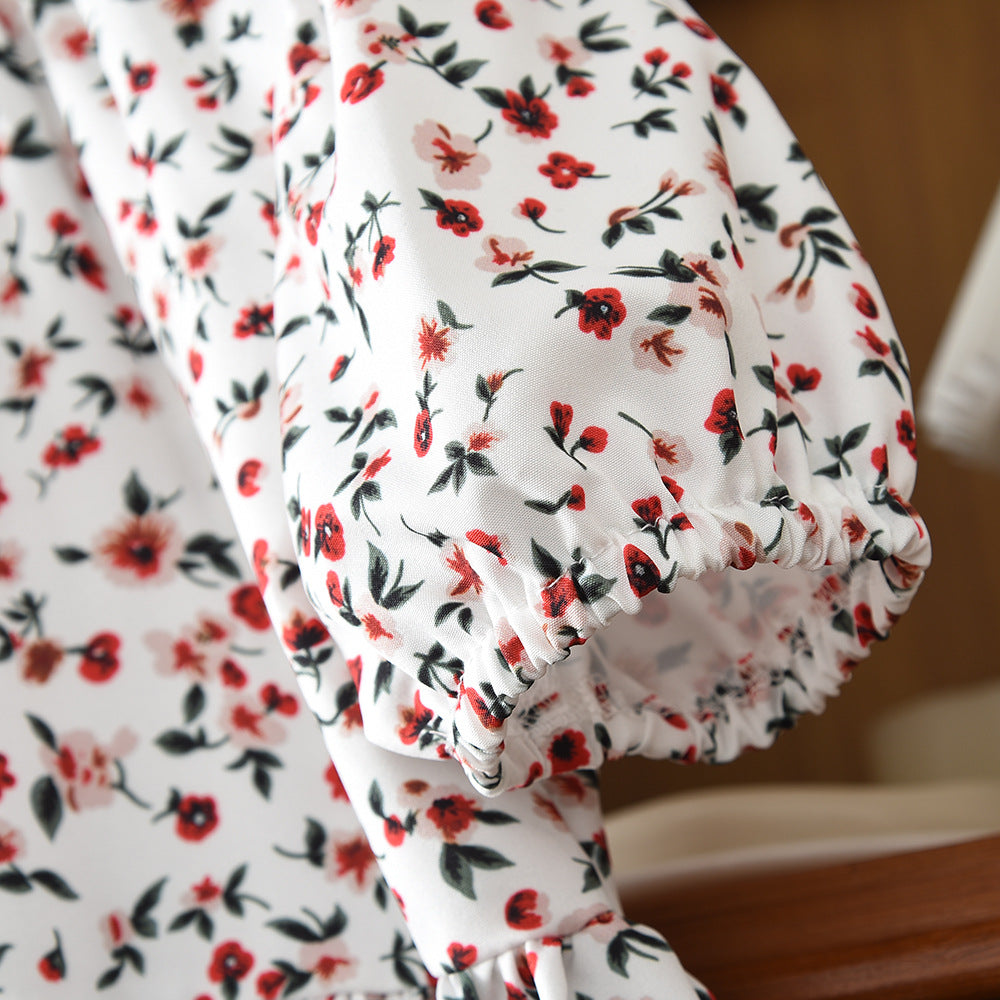 European and american style girls' dress -  summer new arrival - bow accent floral short sleeve dress for girls