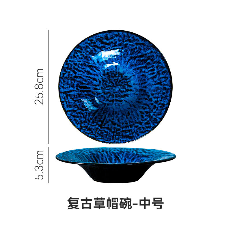 Kiln-turned japanese retro high-looking creative deep plate restaurant hotel for homeins pasta plate dessert plate soup plate