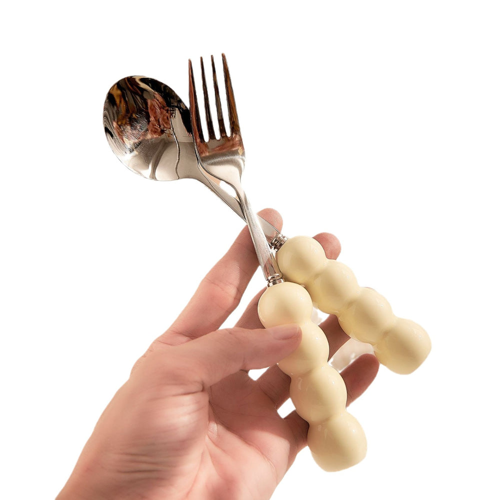Ins candied haws stainless steel fork spoon creative dopamine high appearance spoon household tableware ball fork wholesale