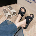 Women's summer slippers 2025 new fashion casual french style soft sole non-slip crossover maternity sandals flat trendy slides