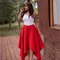 European and american cross-border women's clothing  summer new arrival: african-style plus size high-waisted asymmetrical tie-up midi skirt
