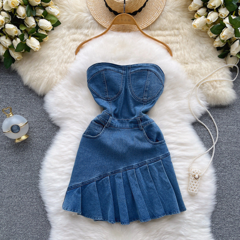 Pure desire sexytube topdress women's outwearsummernew arrival silmslimming look denim a-line short skirt