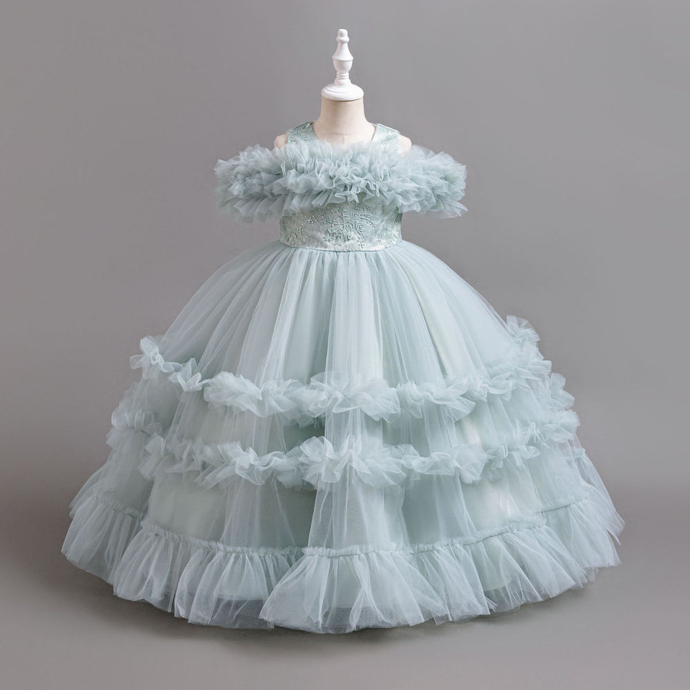 New arrivalin stock tutu evening dress pattern princess dress girl piano performance dress flower girl