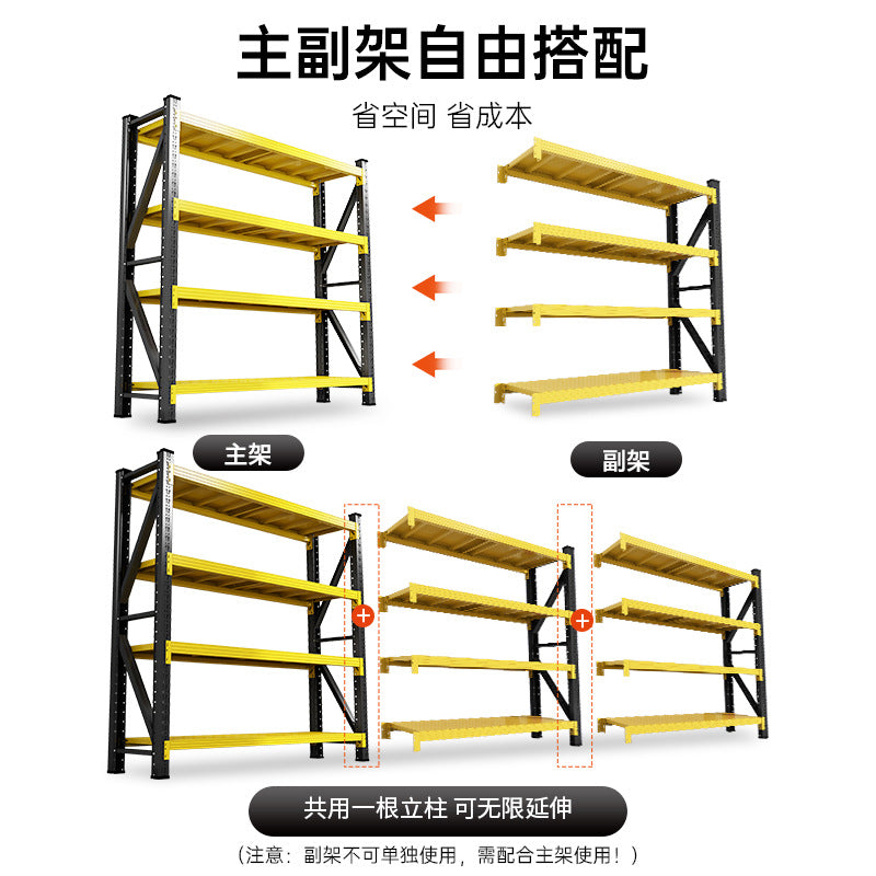 Multi-tier storage shelving unit - heavy duty iron shelving for home, warehouse, and e-commerce fulfillment centers