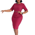 D521  foreign trade women's clothing  summer new fashion solid color ol bodycon african european and american dress