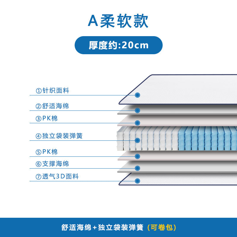 Blue Roll Bag Box Memory Cotton Simmons Mattress Independent Spring Compression Household Latex Disassembly Hotel Brand