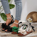 new bowknot flat slide sandals for women, solid color lightweight comfortable casual sandals for women