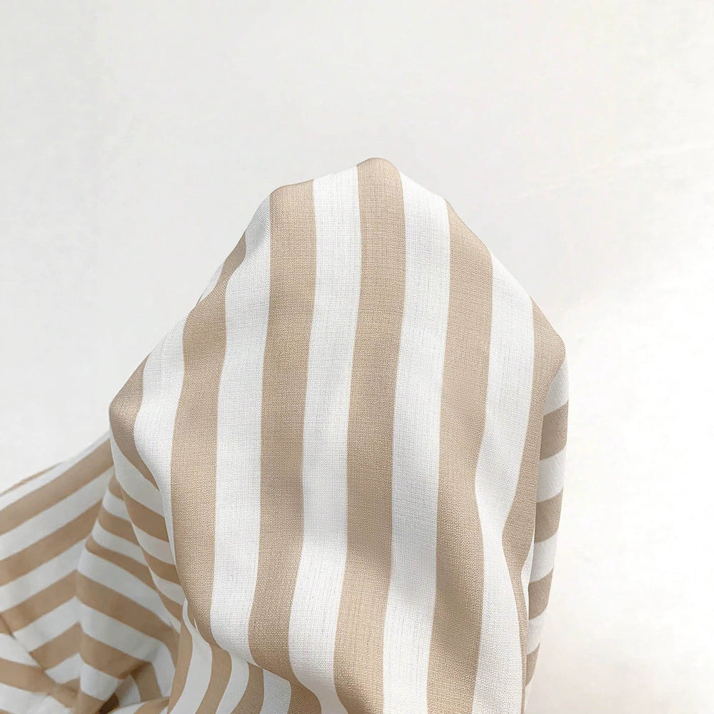 Vacation casual style vertical stripes mid-length skirt v neckrufflespatchworklooseslimming looklong sleeves flowydress