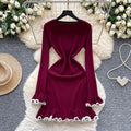 Premium inner layer autumn/winter sweater dress -  new sexy slimming ruffle long sleeve knitted dress