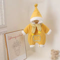 Fall and wintercutefashion super cute cartoon stuffed hooded romper baby fleece-linedthickened outerwear romper super cute