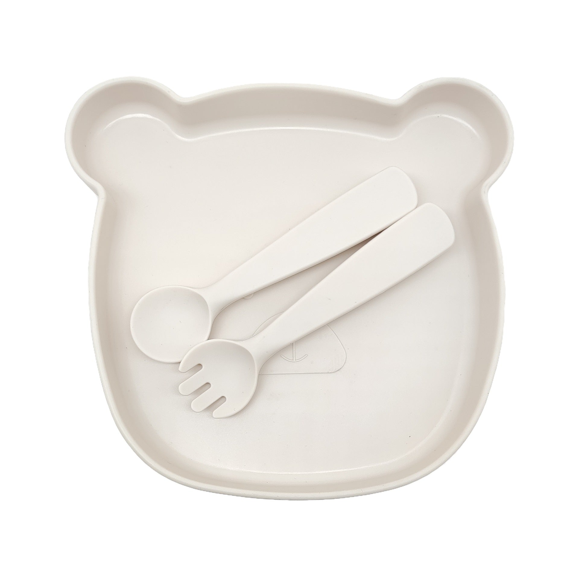 Baby silicone tableware set, non-slip and anti-dirty cartoon bear set, food-grade baby silicone feeding tableware