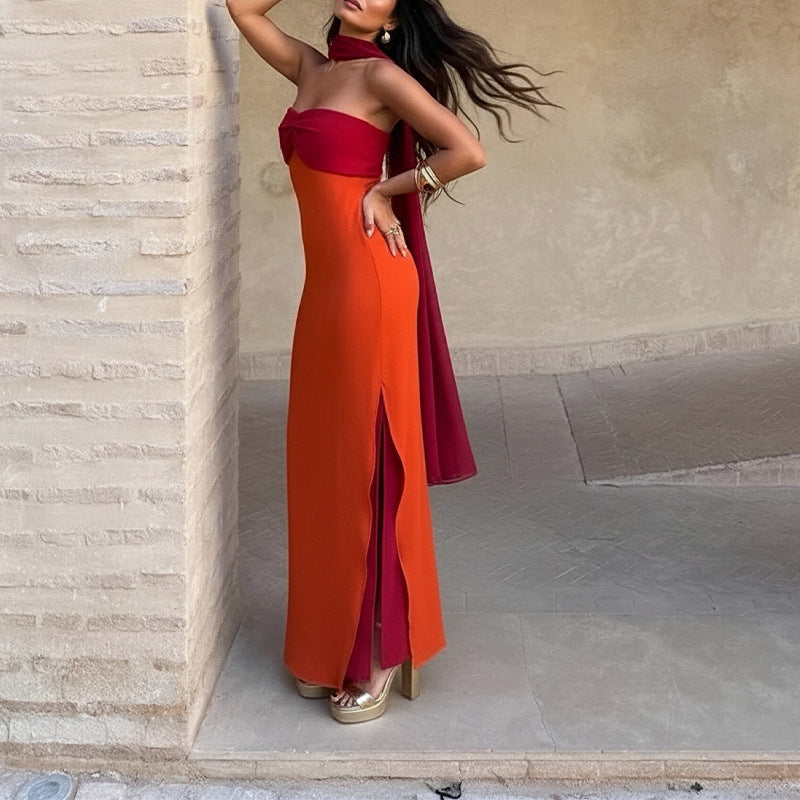 summer new women's fashion: european & american style cross-border dress - elegant and stylish a-line dress with waist-cinching ribbon detail