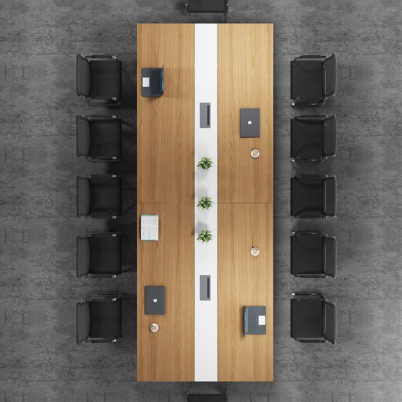 Conference table - modern minimalist office furniture for staff training, meetings, and reception - long table and chair set