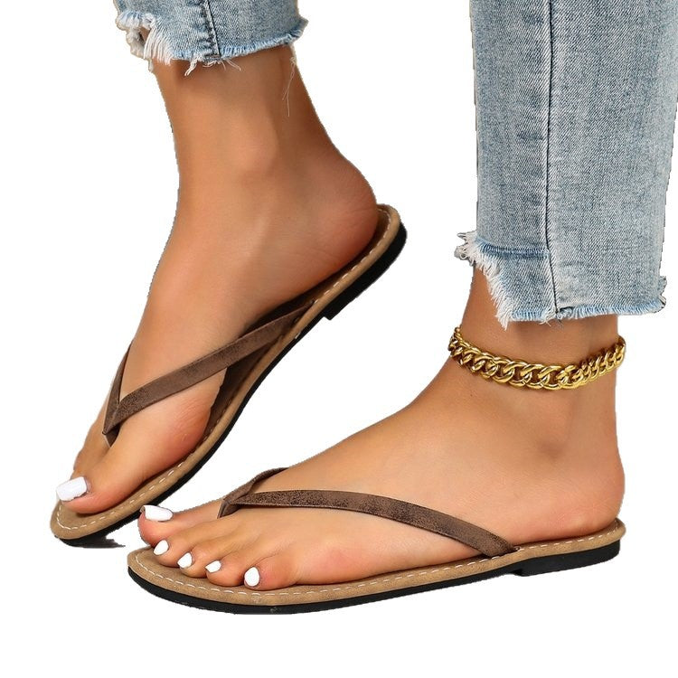 summer new arrival: plus-size french minimalist flip-flops - stylish round-toe thong sandals for cross-border e-commerce