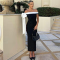 European and american style cross-border women's autumn/winter new fashion elegant one-shoulder ribbon sleeveless bodycon mini dress