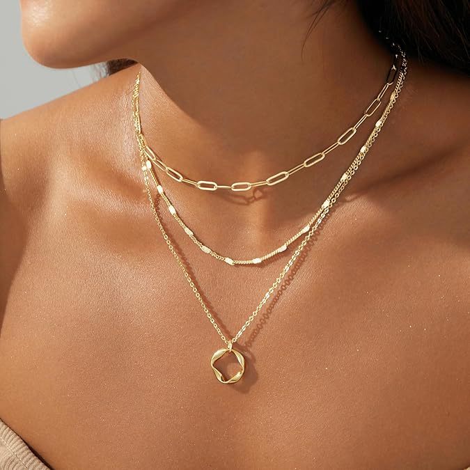 new arrivalfashioncasual stackable exquisite 14k gold-plated fashionbows paper clip pendant necklace