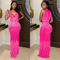 C7072 cross-border   independent station fashionable women's fashion women's hot diamond sleeveless long sleeve dress new