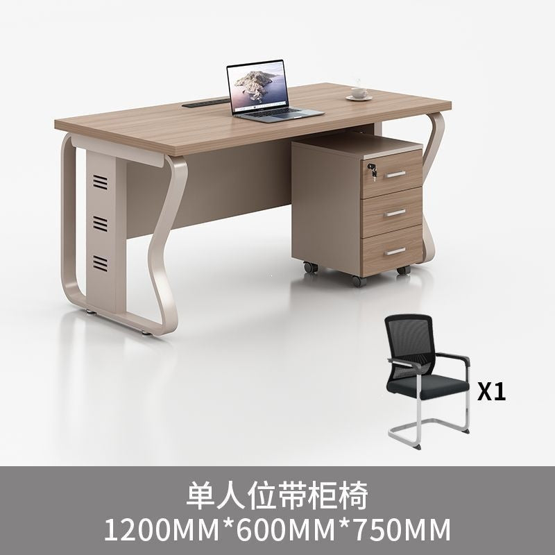 Computer desk and chair set - modern minimalist conference table for meetings, partitioned multi-person office desk for employees