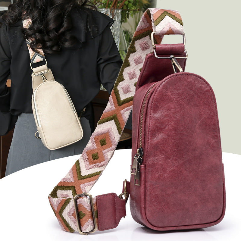 Cross-border popular breast bag women's European and American retro women's messenger bag PU soft leather fashion travel satchel women's bag