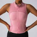 Lulu-inspired yoga tank top: seamless, high-end, zippered sleeveless vest for women - perfect for workout, fitness, and concealing underarm fat