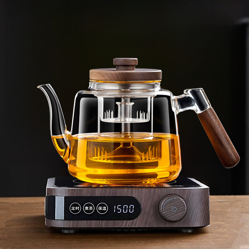 new all-in-one glass tea kettle: large capacity, electric ceramic cooker for boiling water and brewing tea with spray function