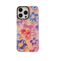 Metal frame suitable for apple 15 mobile phone case iphone17pro blu-ray glue rainbow oil painting flower bracelet