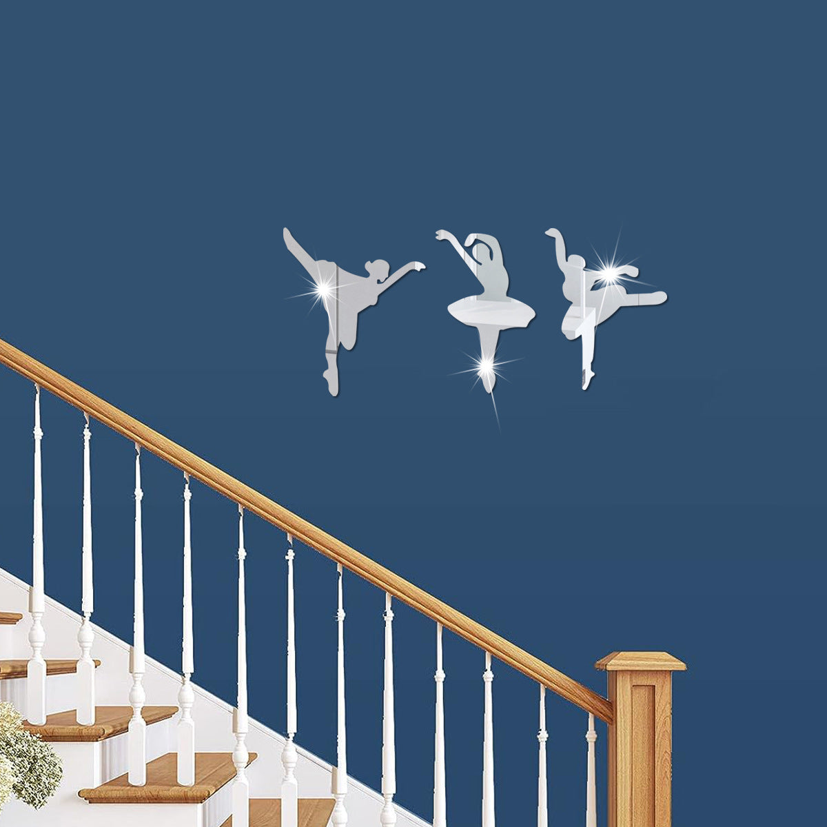 Ballet girl   mirror three-dimensional 1mm acrylic wall sticker dance classroom room decoration sticker