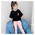 Girls' summer outfit set  new style kids' summer clothes chic short sleeve girls' fashionable sporty summer two-piece set
