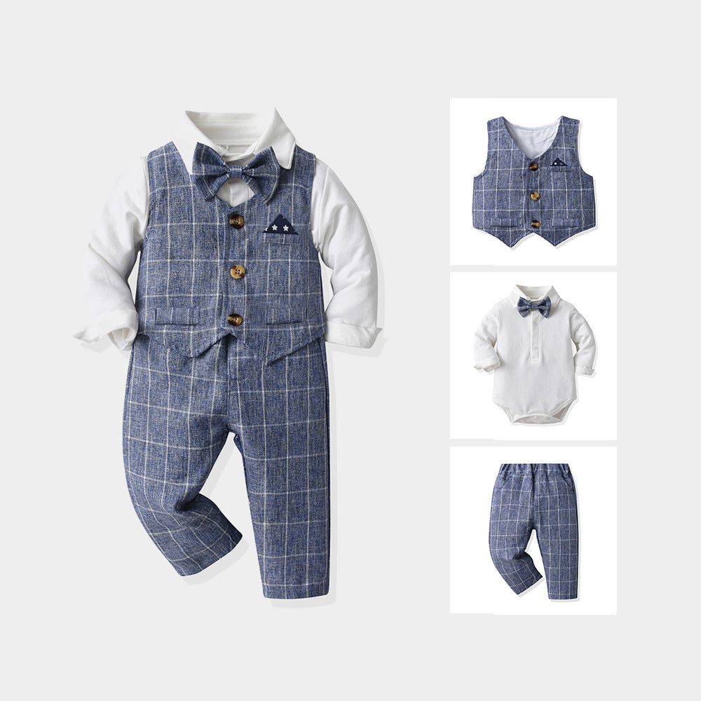 Baby spring & fallnew arrival first birthday dress boys gentleman suit kids vest small suit catching week clothes