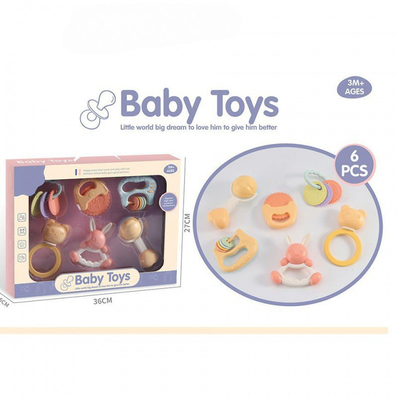Cross-border infant soothing hand rattle rattle toy baby early education tooth grinding toothpaste newborn gift box set