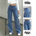 High-waisted, multi-pocket, wide-leg cargo jeans for women. slimming, with a flattering drape. these versatile, floor-sweeping straight-leg pants are the new must-have for summer