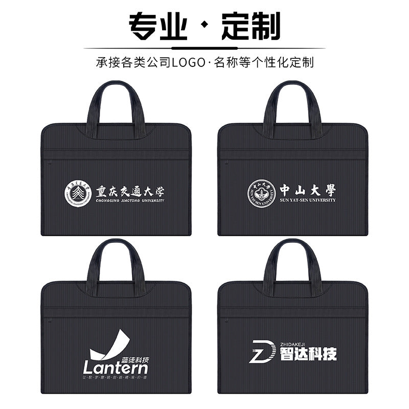 Large capacity double-layer office briefcase laptop bag conference document bag men's bag file bag business portfolio with printing option