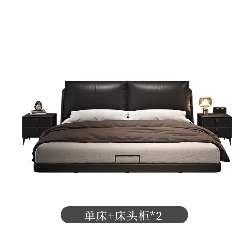 Personalized suspended bed modern casual leather bed master bedroom popular bed soft bed with backrest down leather bed