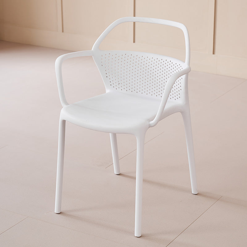 Modern minimalist plastic backrest chair, stackable living room chair, outdoor restaurant chair, cafe high back dining chair