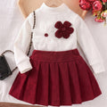 hot-selling girl stereo flower tops + a-line pleated skirt suittwo-piece set baby suit