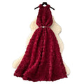 Frenchclassyfashionstereo flower halter sleeveless dress women's strappy waist slimming lookelegant large swing long skirt
