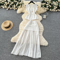 Elegant two-piece summer outfit: high-end sleeveless knit top & high-waisted bodycon midi skirt set