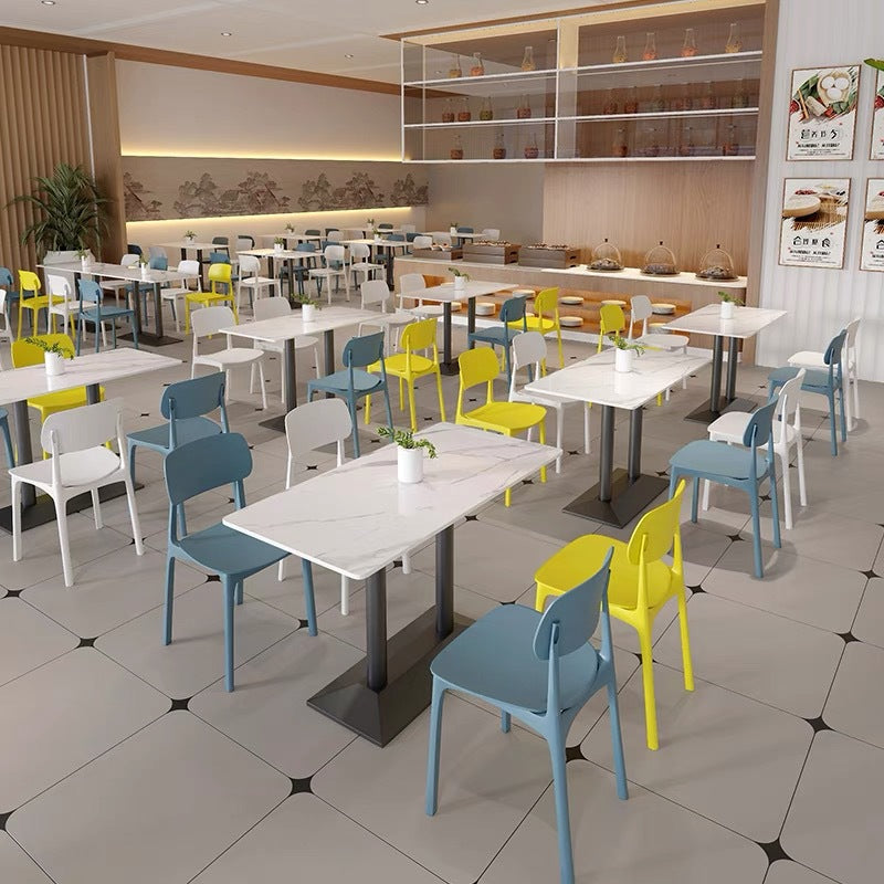 Company Staff School Canteen Restaurant Table and Chair Combination Catering Noodle House Fast Food Snack Bar Milk Tea Shop Rock Slate Table