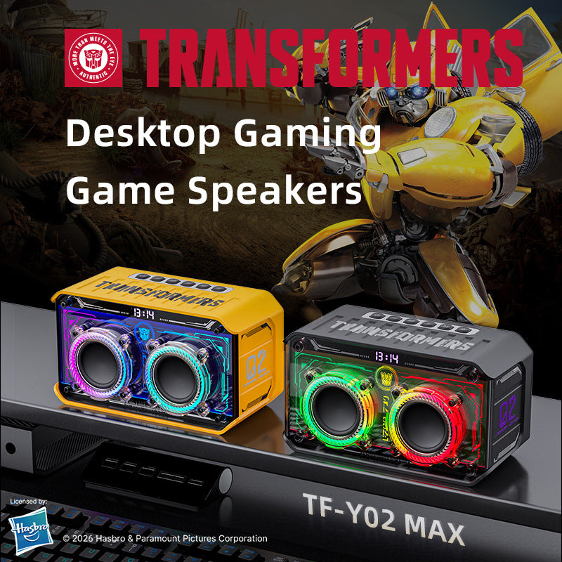 Transformers y02max wireless bluetooth speaker with rgb lighting, dual speakers, subwoofer, tws, outdoor desktop speaker
