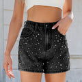 European and american cross-border spring/summer new arrivals:  &  style washed denim skirt shorts with beaded design and slimming fit